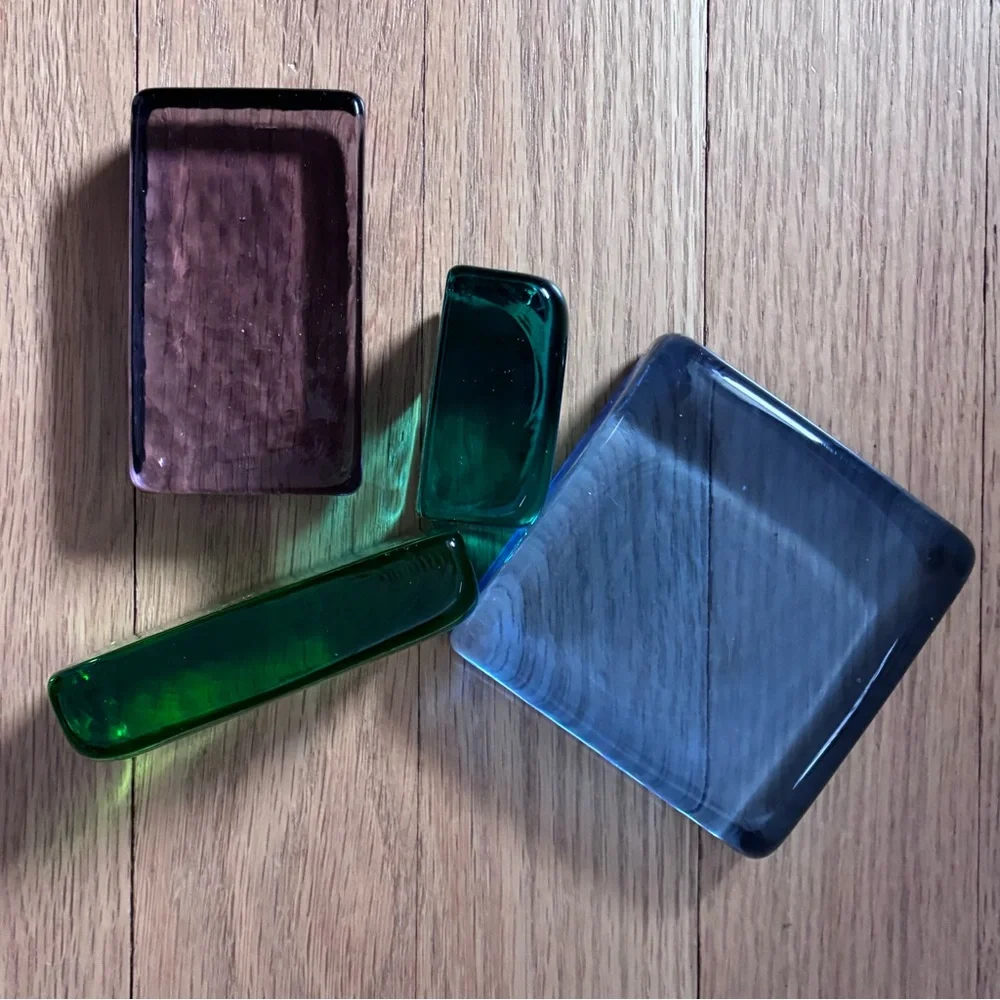 NWT Mosaic Puzzleweights Glass Paper Weights, by Design Ideas, Boxed